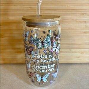 Libby Glass Cup with butterflies